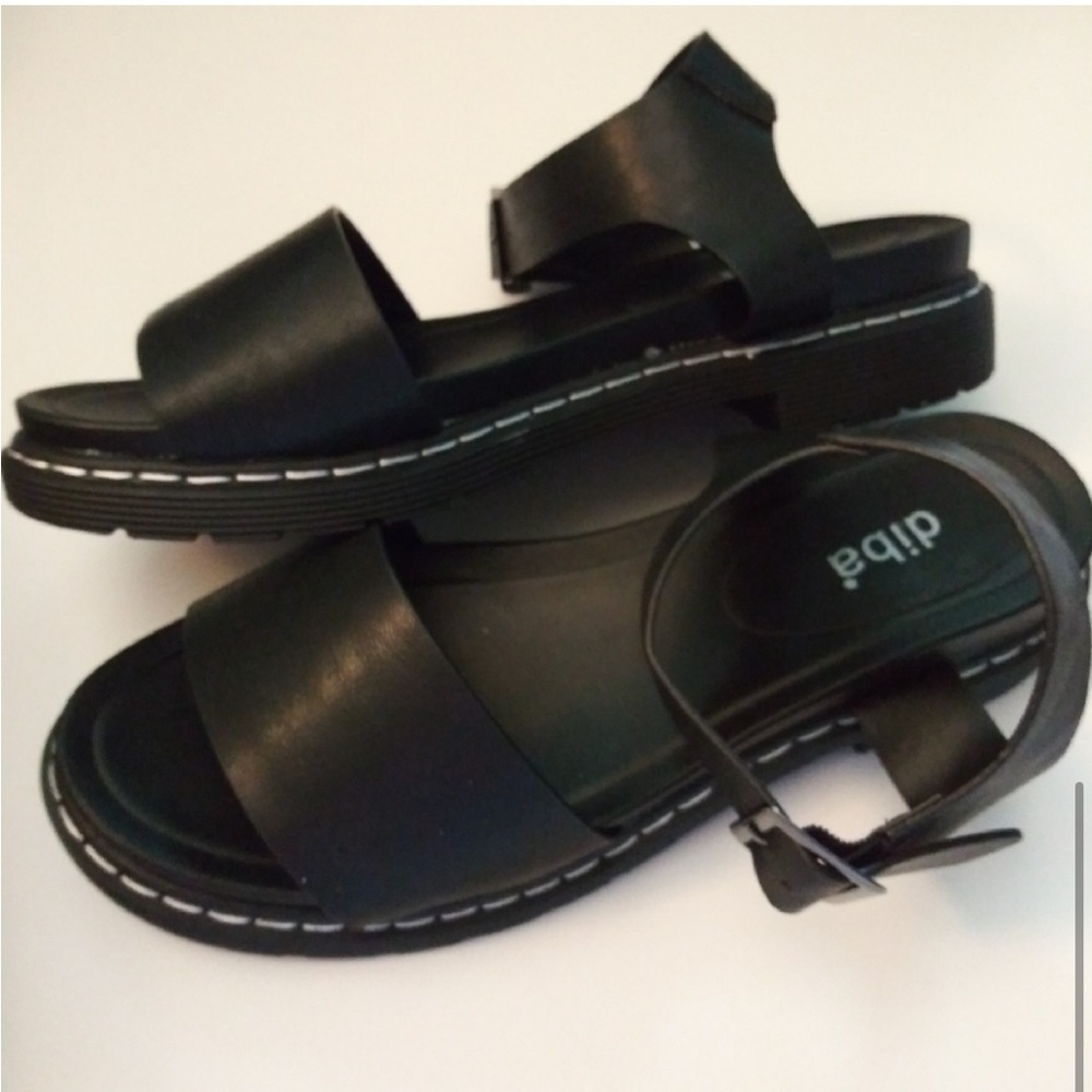 Diba Dreya Black Platform Lug Sole Sandal
